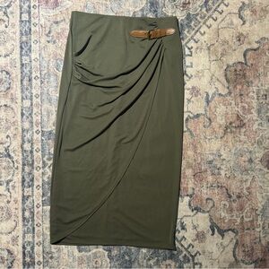 Ralph Lauren Olive Pencil Skirt with Tan Belt